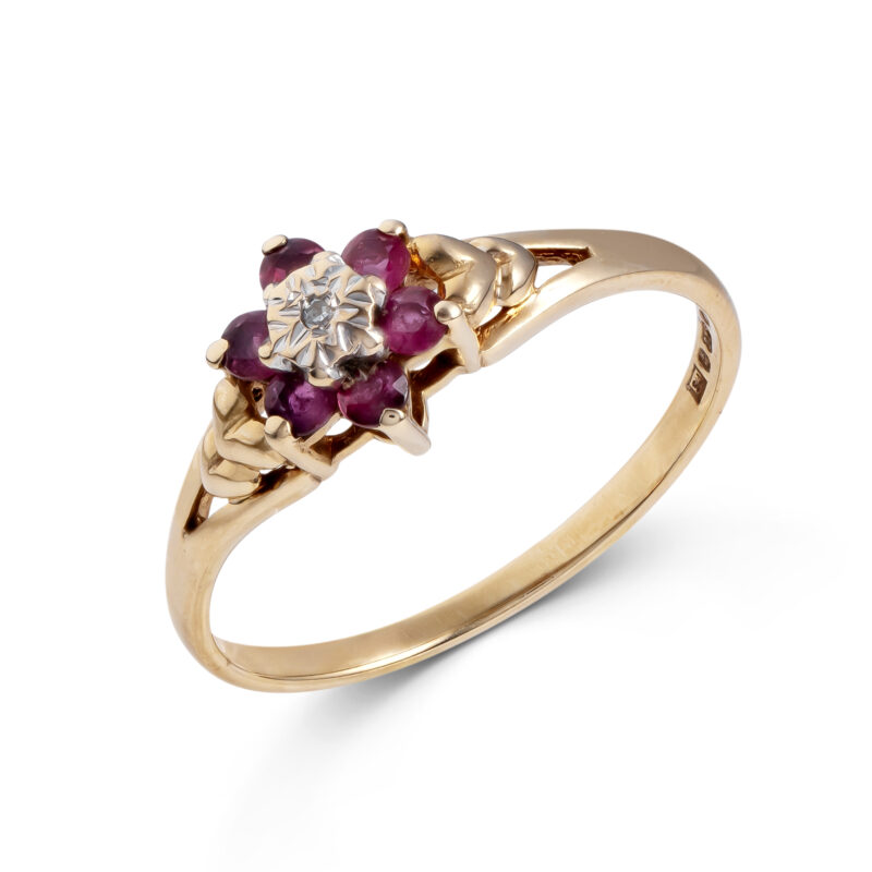 Pre-Owned 9ct Gold Pink Sapphire & Diamond Ring