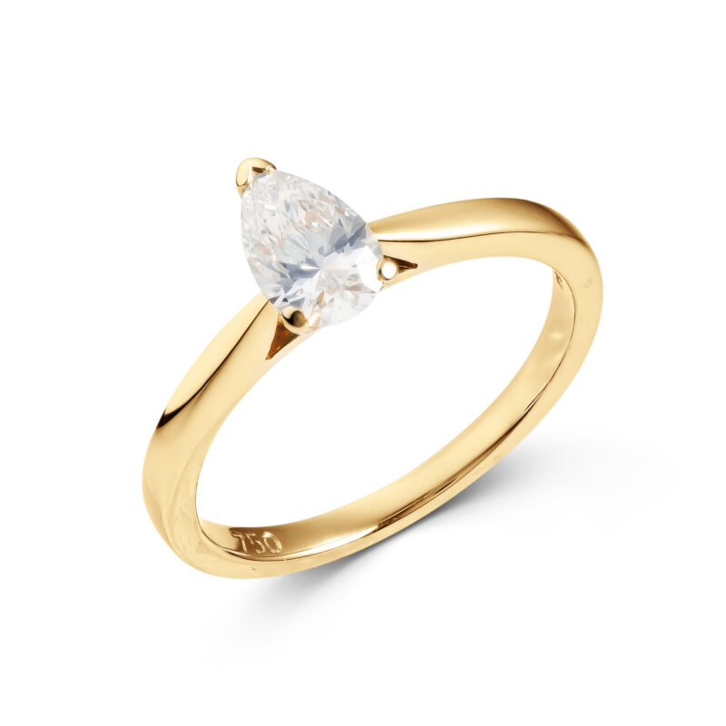 Pre-Owned 18ct Gold Pear Cut Diamond Ring