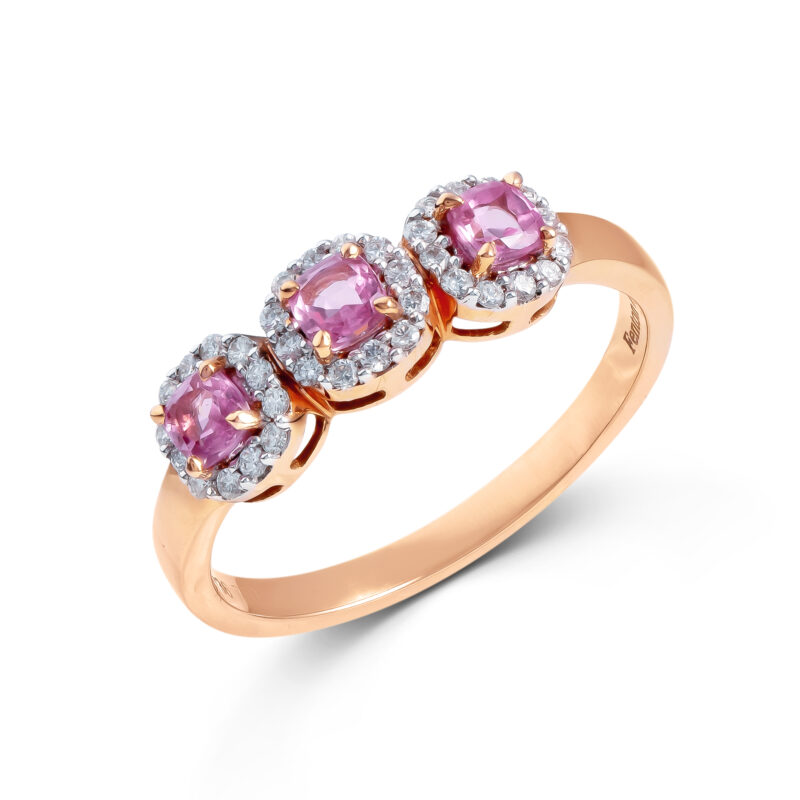 Pre-Owned 18ct Rose Gold Pink Sapphire & Diamond Ring