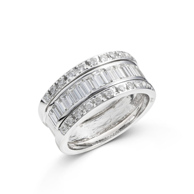 Pre-Owned 18ct White Gold Diamond Three Row Ring