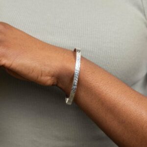 Silver Hammered Texture Bangle