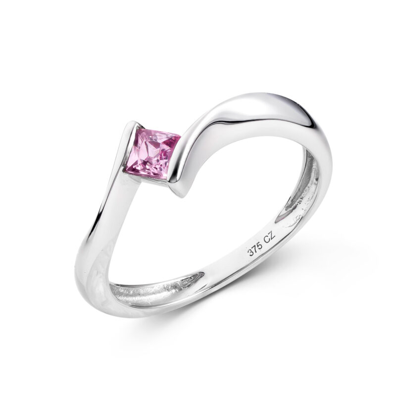 Pre-Owned 9ct White Gold Pink Cubic Zirconia Ring