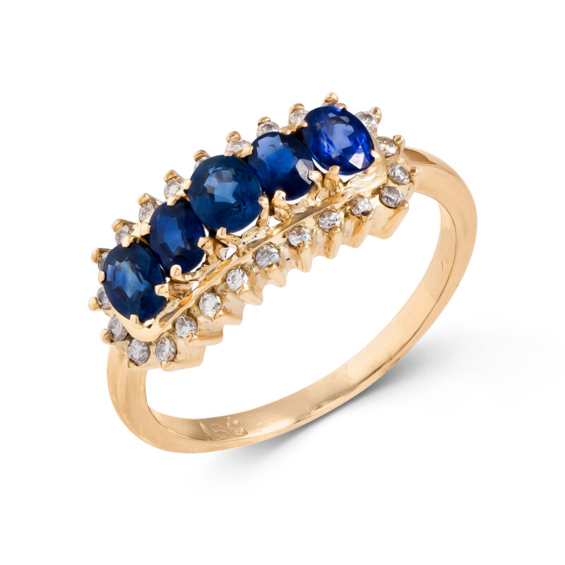 Pre-Owned 18ct Gold Sapphire & Diamond Halo Ring