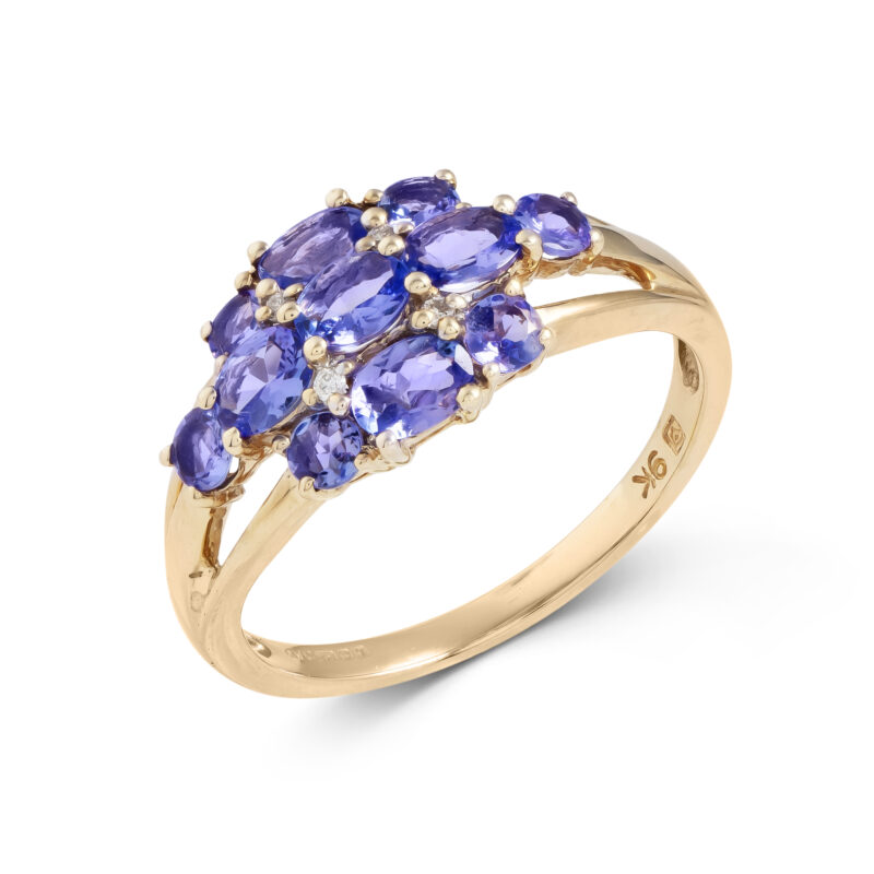Pre-Owned 9ct Gold Tanzanite & Diamond Cluster Ring