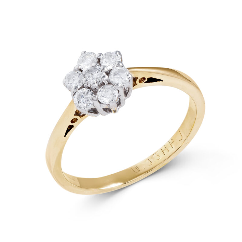 Pre-Owned 9ct Gold Diamond Flower Ring