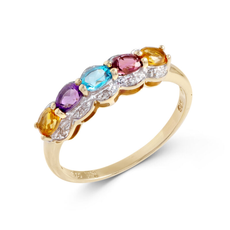 Pre-Owned 9ct Gold Multi-Gemstone Ring