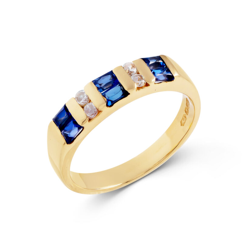 Pre-Owned 18ct Gold Sapphire & Cubic Zirconia Dress Ring