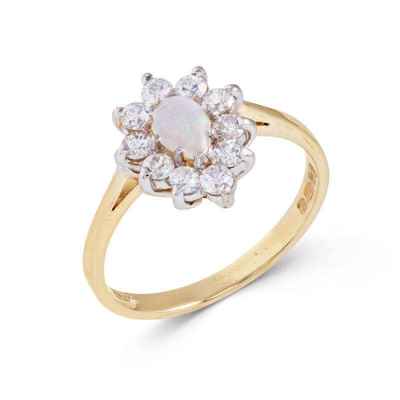 Pre-Owned 9ct Gold Water Opal & Cubic Zirconia Ring