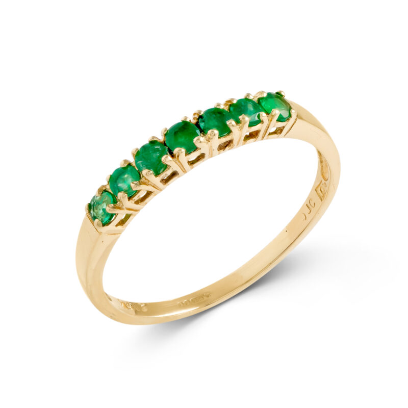 Pre-Owned 18ct Gold Seven Stone Emerald Ring