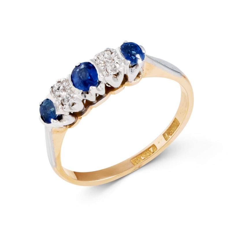 Pre-Owned 18ct Gold & Platinum 1930's Sapphire & Diamond Ring
