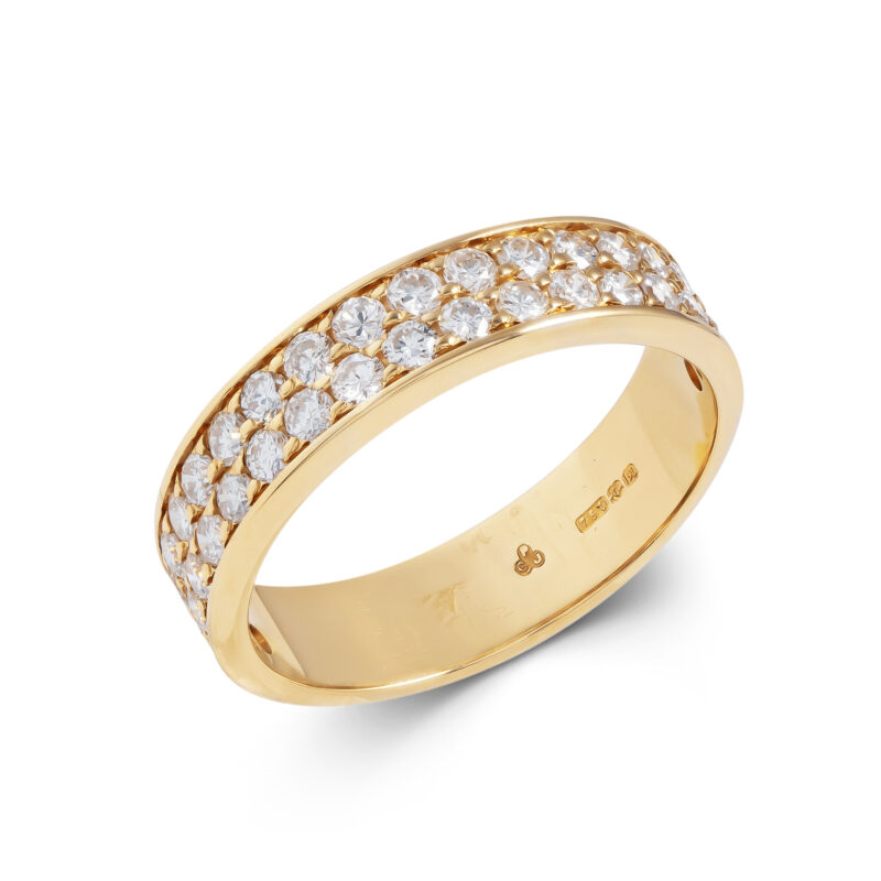 Pre-Owned 18ct Gold Diamond Double Row Band